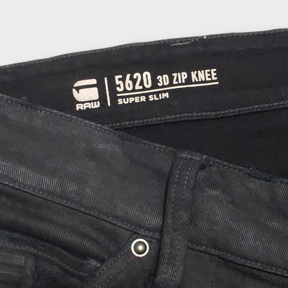 G-Star Raw 5620 3D Zip Knee Super Slim Jeans Black Sz 32x32 Grunge Goth Moto - Picture 7 of 15